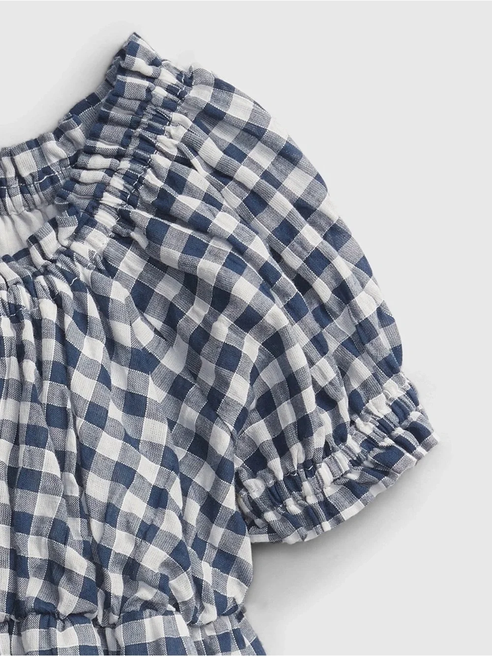 New Baby Gap Blue & White Gingham Puff-Sleeve Dress - 18-24 months